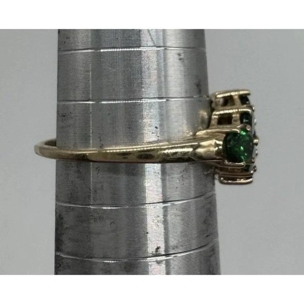 10k Yellow Gold Chrome‎ Diopside Russian Emerald Cluster Ring 7.25 Vintage